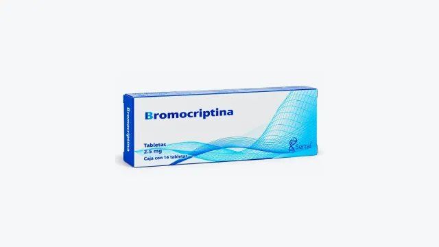 Caja de bromocriptina 2,5 mg de Serral con 14 tabletas